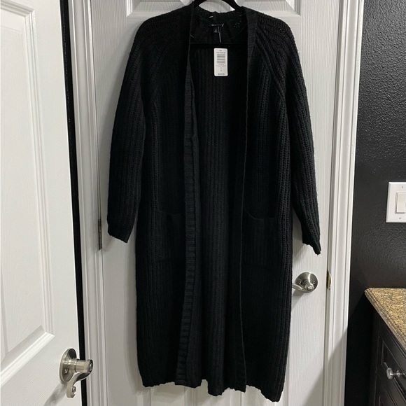 ⭐️ NWT Torrid Black Chunky Knit Wool Duster Cardigan Sweater - Picture 3 of 8